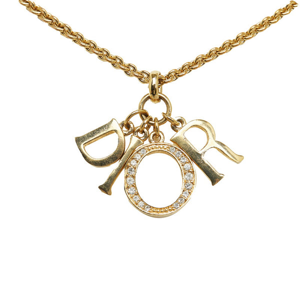 ディオール ロゴ ネックレス ゴールド メッキ レディース Dior 【中古】