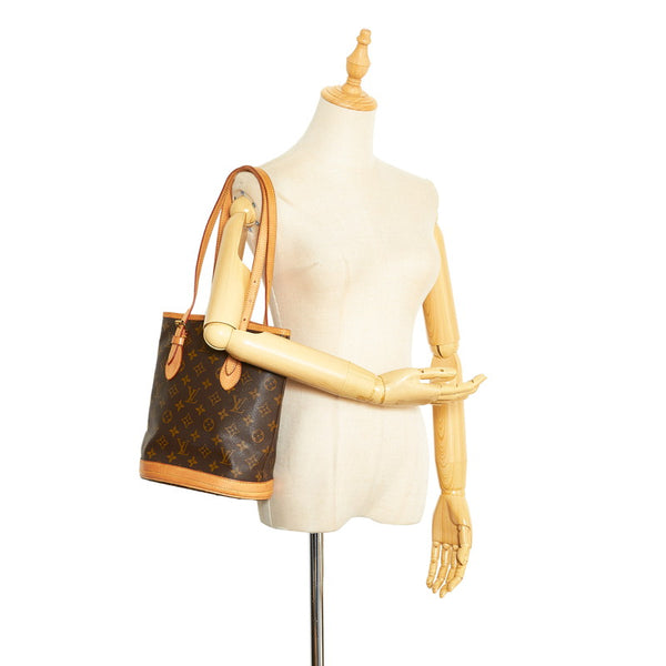 ルイ ヴィトン モノグラム バケットPM トートバッグ ショルダーバッグ M42238 ブラウン PVC レザー レディース LOUIS VUITTON 【中古】