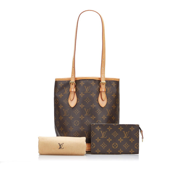 ルイ ヴィトン モノグラム バケットPM トートバッグ ショルダーバッグ M42238 ブラウン PVC レザー レディース LOUIS VUITTON 【中古】