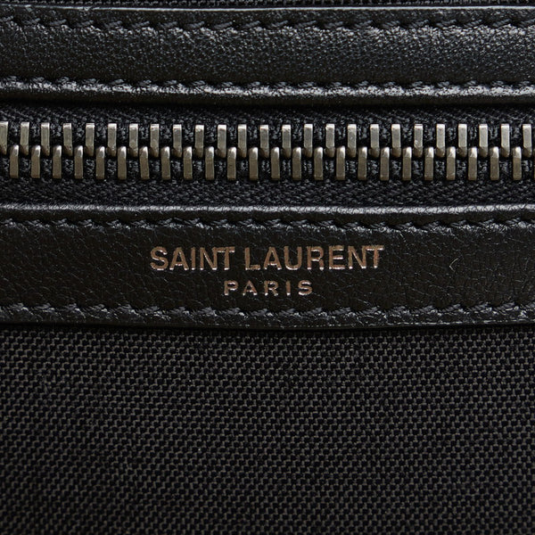 サンローラン 斜め掛け ショルダーバッグ  ブラック キャンバス レザー メンズ SAINT LAURENT 【中古】
