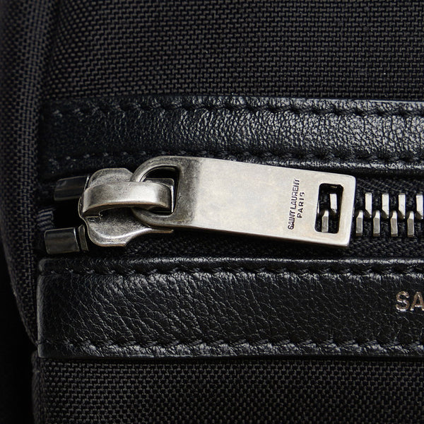 サンローラン 斜め掛け ショルダーバッグ  ブラック キャンバス レザー メンズ SAINT LAURENT 【中古】