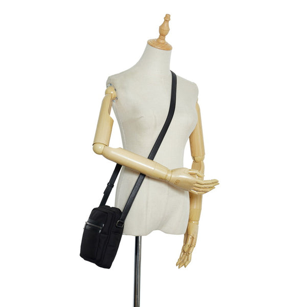 サンローラン 斜め掛け ショルダーバッグ  ブラック キャンバス レザー メンズ SAINT LAURENT 【中古】