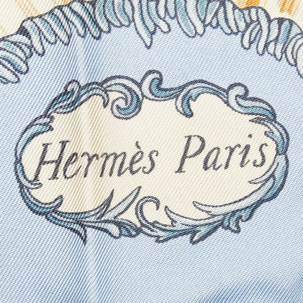 エルメス カレ90 Traineaux et glissades ソリとスケート スカーフ ブルー グレー マルチカラー シルク レディース HERMES 【中古】