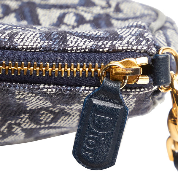ディオール トロッター サドルポーチ ハンドバッグ アクセサリーポーチ  ネイビー キャンバス レザー レディース Dior 【中古】