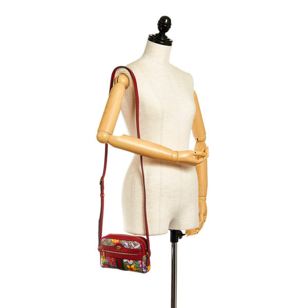 グッチ GGフローラ オフィディア  斜め掛け ショルダーバッグ 517350 レッド ベージュ PVC レザー レディース GUCCI 【中古】