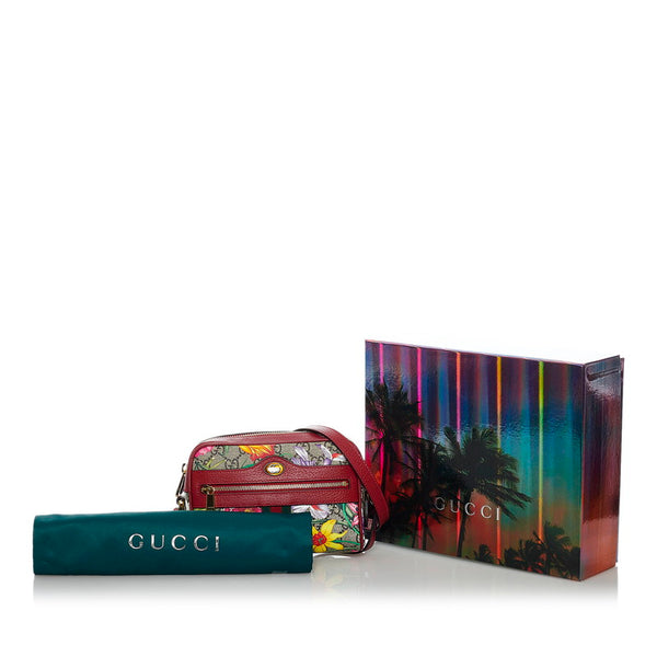 グッチ GGフローラ オフィディア  斜め掛け ショルダーバッグ 517350 レッド ベージュ PVC レザー レディース GUCCI 【中古】