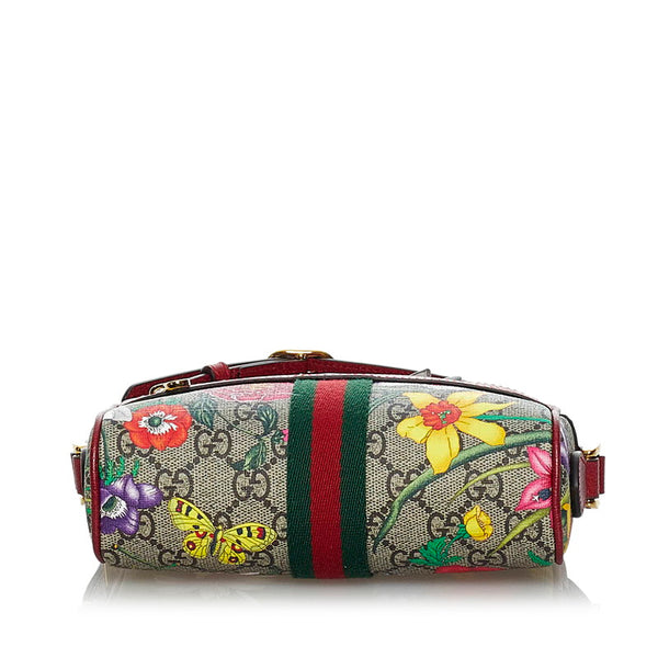 グッチ GGフローラ オフィディア  斜め掛け ショルダーバッグ 517350 レッド ベージュ PVC レザー レディース GUCCI 【中古】