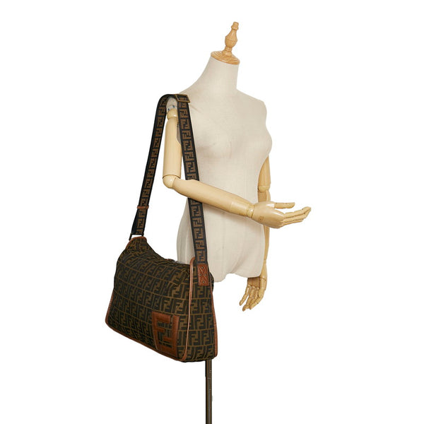 フェンディ ズッカ 斜め掛け ショルダーバッグ 7VA148 ブラウン キャンバス レザー レディース FENDI 【中古】