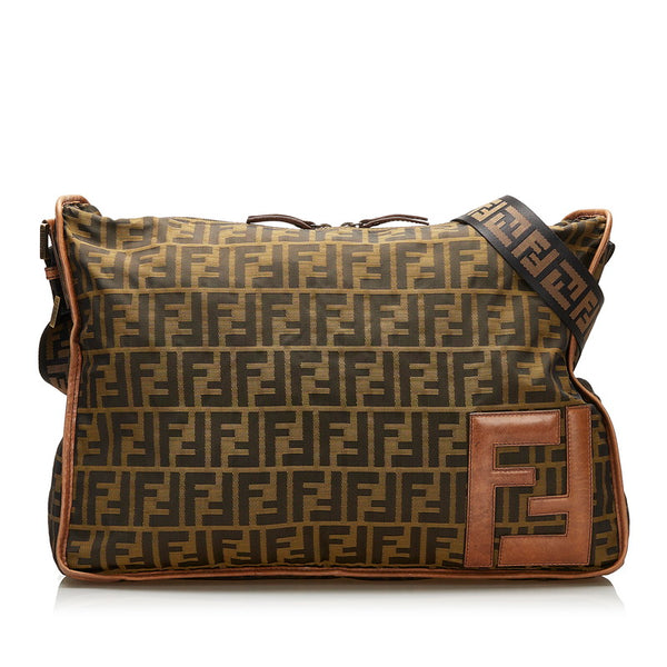 フェンディ ズッカ 斜め掛け ショルダーバッグ 7VA148 ブラウン キャンバス レザー レディース FENDI 【中古】