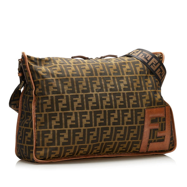 フェンディ ズッカ 斜め掛け ショルダーバッグ 7VA148 ブラウン キャンバス レザー レディース FENDI 【中古】
