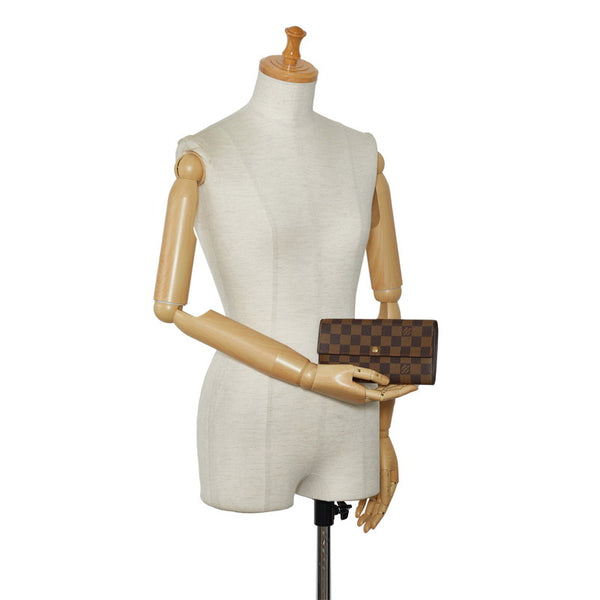 ルイ ヴィトン ダミエ ポルトフォイユ サラ 長財布 N61734 ブラウン PVC レザー レディース LOUIS VUITTON 【中古】