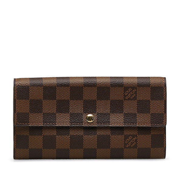 ルイ ヴィトン ダミエ ポルトフォイユ サラ 長財布 N61734 ブラウン PVC レザー レディース LOUIS VUITTON 【中古】