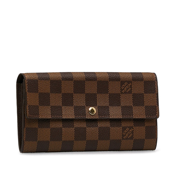 ルイ ヴィトン ダミエ ポルトフォイユ サラ 長財布 N61734 ブラウン PVC レザー レディース LOUIS VUITTON 【中古】