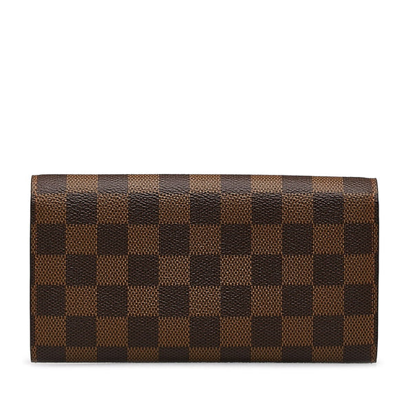 ルイ ヴィトン ダミエ ポルトフォイユ サラ 長財布 N61734 ブラウン PVC レザー レディース LOUIS VUITTON 【中古】