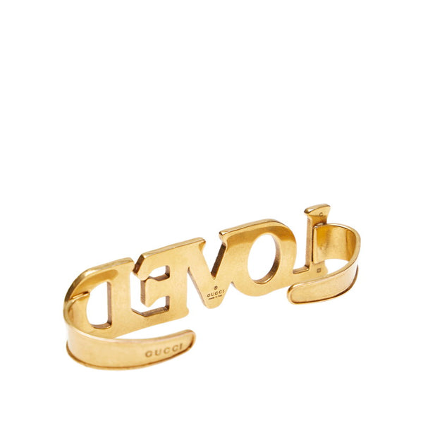 グッチ パームカフ LOVED パール 真鍮 ゴールド メッキ レディース GUCCI 【中古】