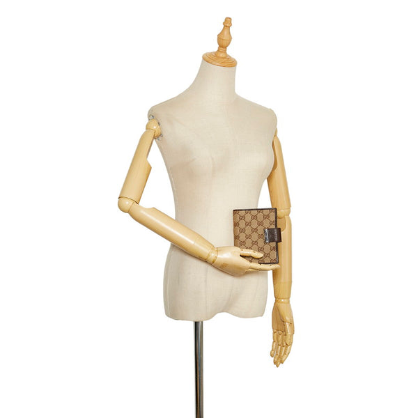 グッチ GGキャンバス 手帳カバー 115240 ベージュ ブラウン キャンバス レザー レディース GUCCI 【中古】