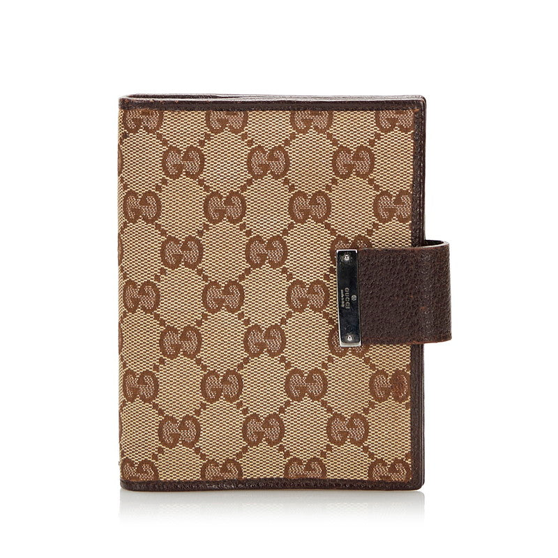 グッチ GGキャンバス 手帳カバー 115240 ベージュ ブラウン キャンバス レザー レディース GUCCI 【中古】