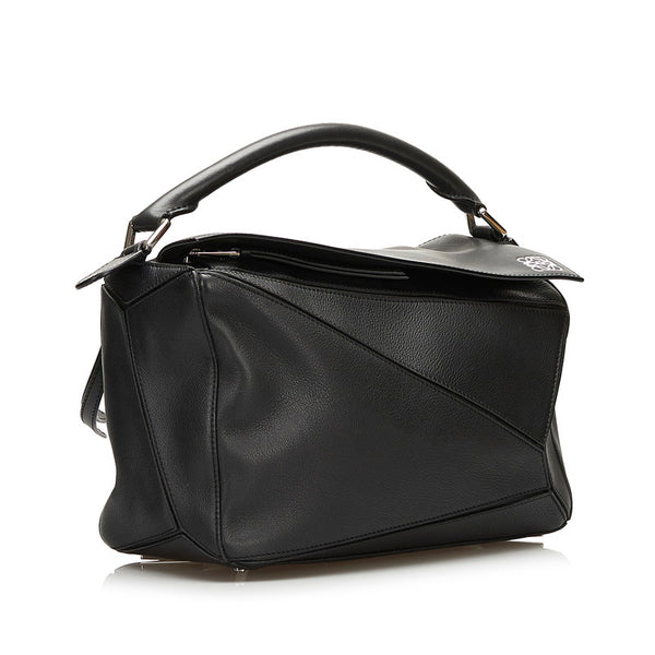ロエベ ミディアム パズルバッグ ハンドバッグ ショルダーバッグ 2WAY ブラック レザー レディース LOEWE 【中古】