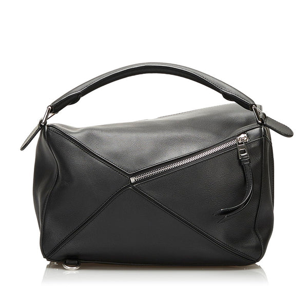 ロエベ ミディアム パズルバッグ ハンドバッグ ショルダーバッグ 2WAY ブラック レザー レディース LOEWE 【中古】