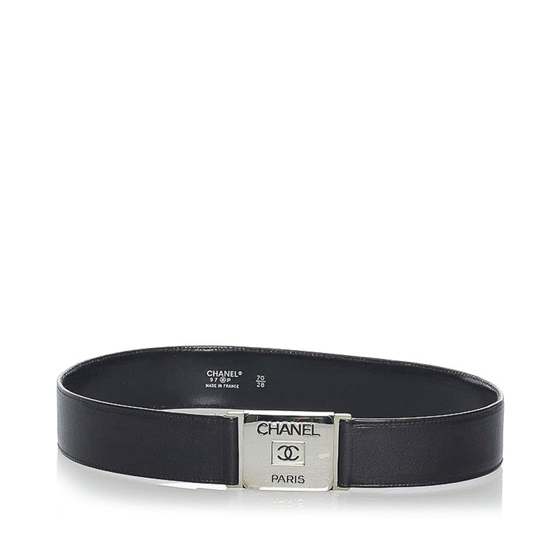 シャネル ココマーク ブラック レザー ベルト レディース CHANEL 【中古】