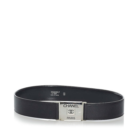 シャネル ココマーク ブラック レザー ベルト レディース CHANEL 【中古】