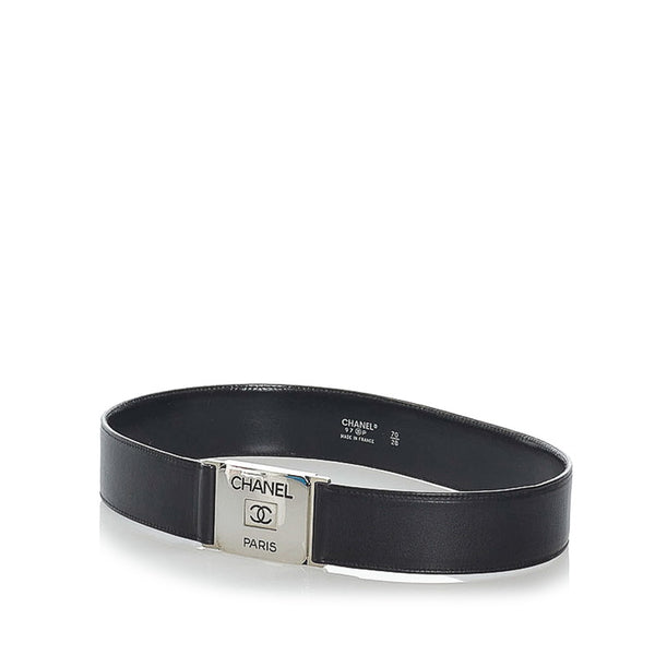 シャネル ココマーク ブラック レザー ベルト レディース CHANEL 【中古】