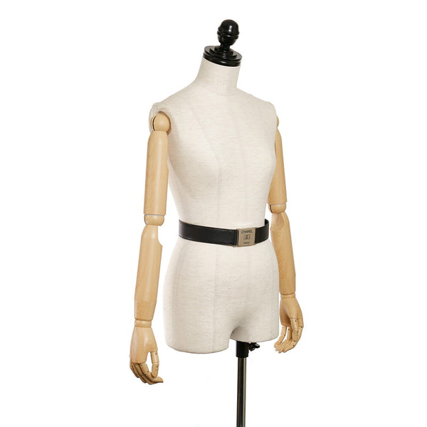 シャネル ココマーク ブラック レザー ベルト レディース CHANEL 【中古】