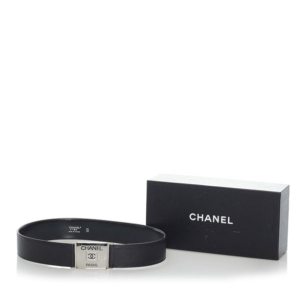 シャネル ココマーク ブラック レザー ベルト レディース CHANEL 【中古】