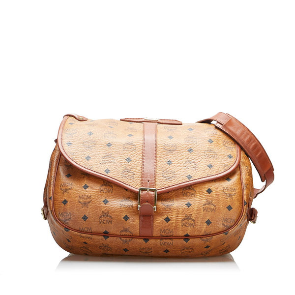 エム シー エム ヴィセトス ロゴグラム 斜め掛け ショルダーバッグ ブラウン PVC レザー レディース MCM 【中古】