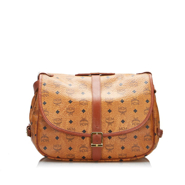エム シー エム ヴィセトス ロゴグラム 斜め掛け ショルダーバッグ ブラウン PVC レザー レディース MCM 【中古】