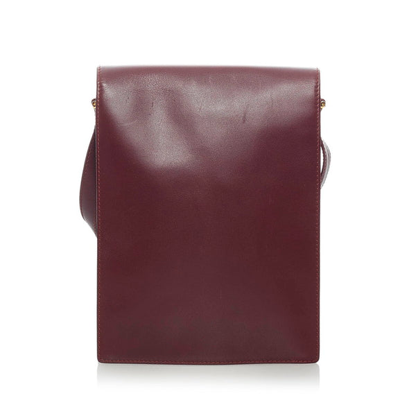 カルティエ マストライン 斜め掛け ショルダーバッグ ボルドー レザー レディース CARTIER 【中古】