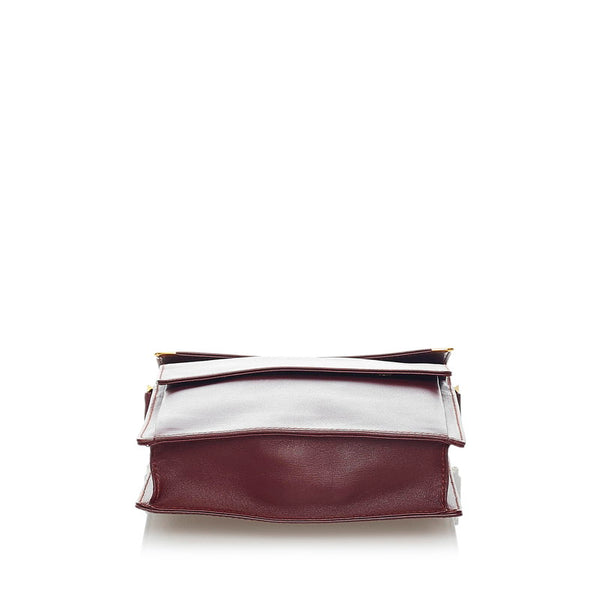 カルティエ マストライン 斜め掛け ショルダーバッグ ボルドー レザー レディース CARTIER 【中古】