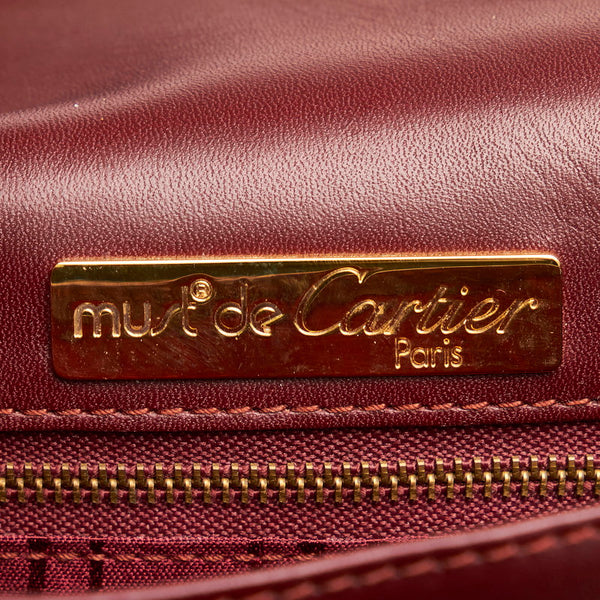 カルティエ マストライン 斜め掛け ショルダーバッグ ボルドー レザー レディース CARTIER 【中古】