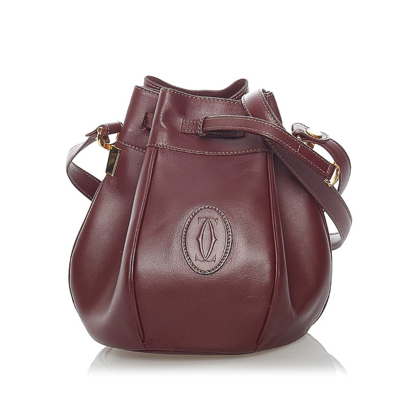 カルティエ マスト ボルドー ポリッシュレザー ショルダーバッグ レディース CARTIER 【中古】