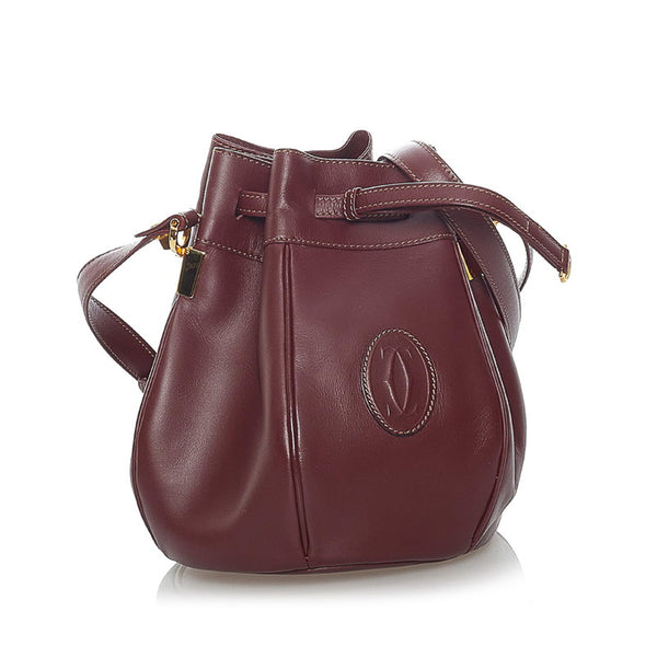 カルティエ マスト ボルドー ポリッシュレザー ショルダーバッグ レディース CARTIER 【中古】