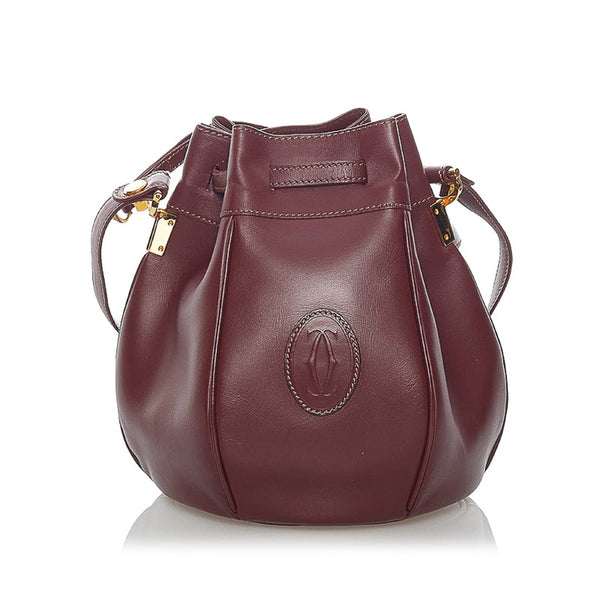 カルティエ マスト ボルドー ポリッシュレザー ショルダーバッグ レディース CARTIER 【中古】