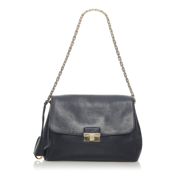 ディオール チェーン ショルダーバッグ  ブラック レザー レディース Dior 【中古】