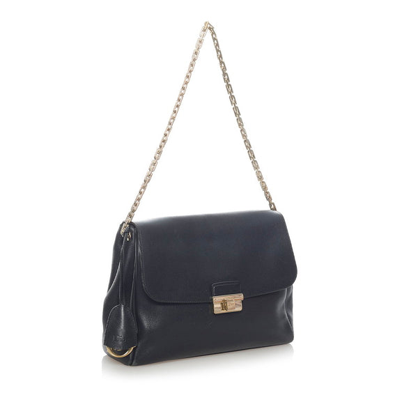 ディオール チェーン ショルダーバッグ  ブラック レザー レディース Dior 【中古】