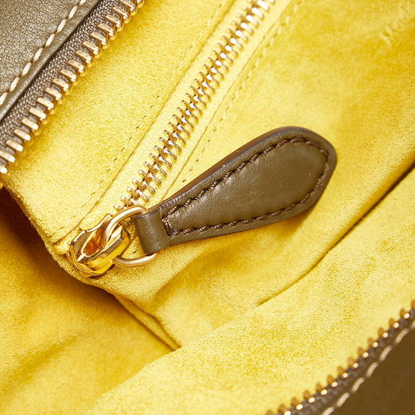 セリーヌ ラゲージ ミニショッパー カーキ レザー ハンドバッグ レディース CELINE 【中古】
