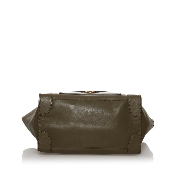 セリーヌ ラゲージ ミニショッパー カーキ レザー ハンドバッグ レディース CELINE 【中古】