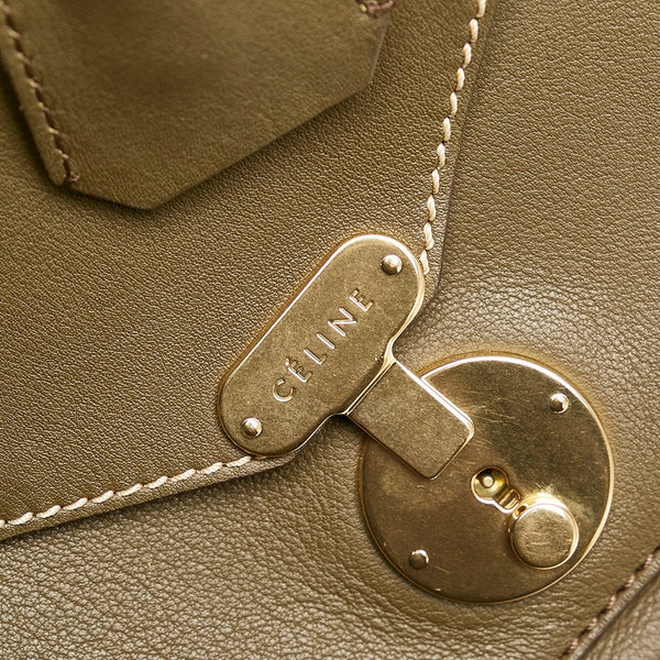 セリーヌ ラゲージ ミニショッパー カーキ レザー ハンドバッグ レディース CELINE 【中古】