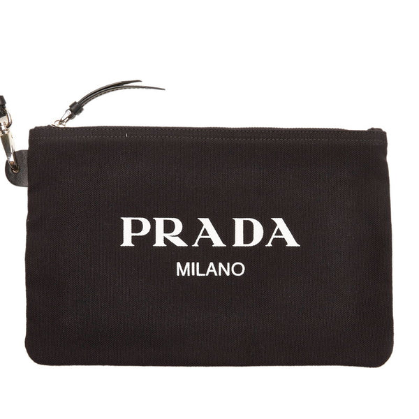 プラダ カナパ  レーシングロゴ トートバッグ 1BG220 ホワイト キャンバス レザー メンズ PRADA 【中古】