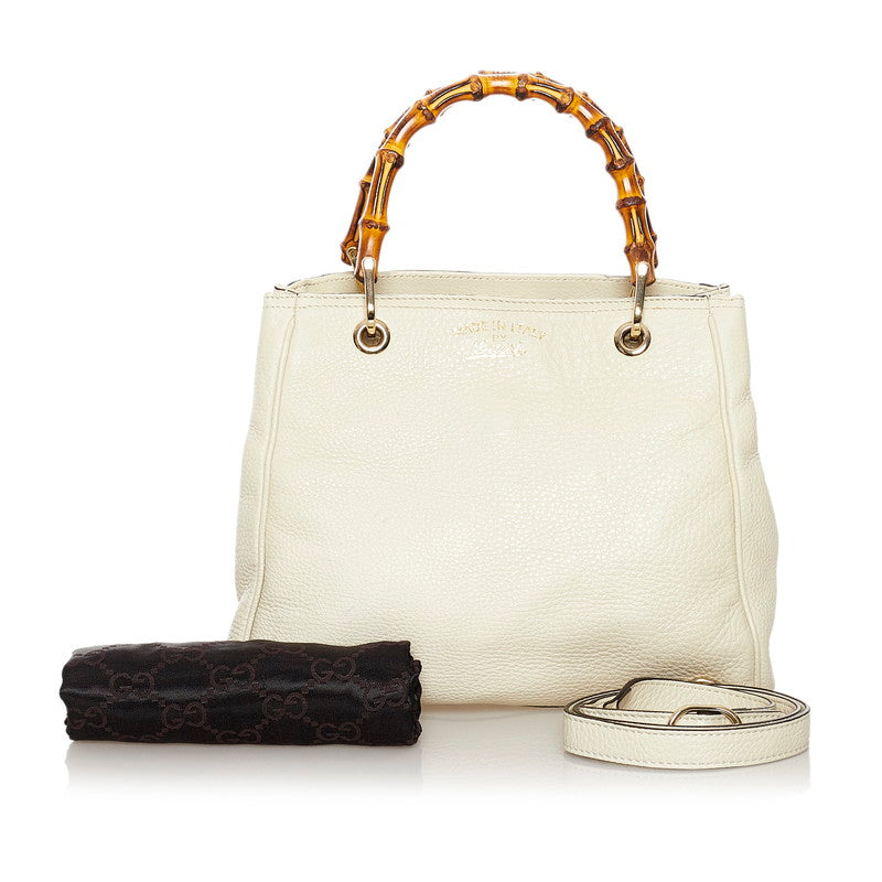 グッチ バンブー ハンドバッグショルダーバッグ 2WAY 336032 ホワイト レザー レディース GUCCI 【中古】