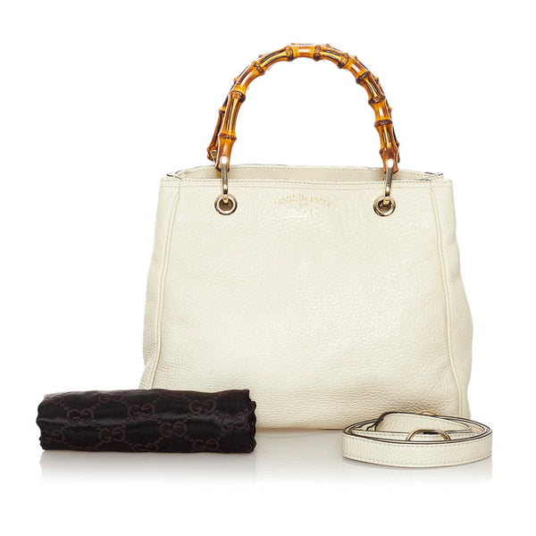 グッチ バンブー ハンドバッグショルダーバッグ 2WAY 336032 ホワイト レザー レディース GUCCI 【中古】