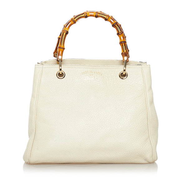 グッチ バンブー ハンドバッグショルダーバッグ 2WAY 336032 ホワイト レザー レディース GUCCI 【中古】