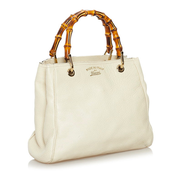 グッチ バンブー ハンドバッグショルダーバッグ 2WAY 336032 ホワイト レザー レディース GUCCI 【中古】