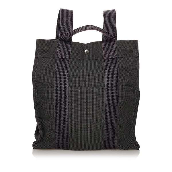 エルメス エールライン アド リュック・デイパック グレー キャンバス レディース HERMES 【中古】