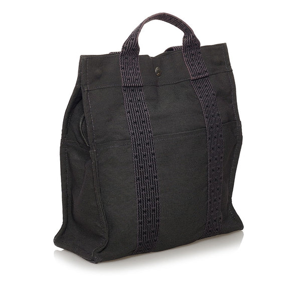 エルメス エールライン アド リュック・デイパック グレー キャンバス レディース HERMES 【中古】
