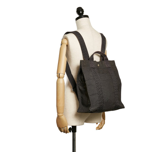 エルメス エールライン アド リュック・デイパック グレー キャンバス レディース HERMES 【中古】