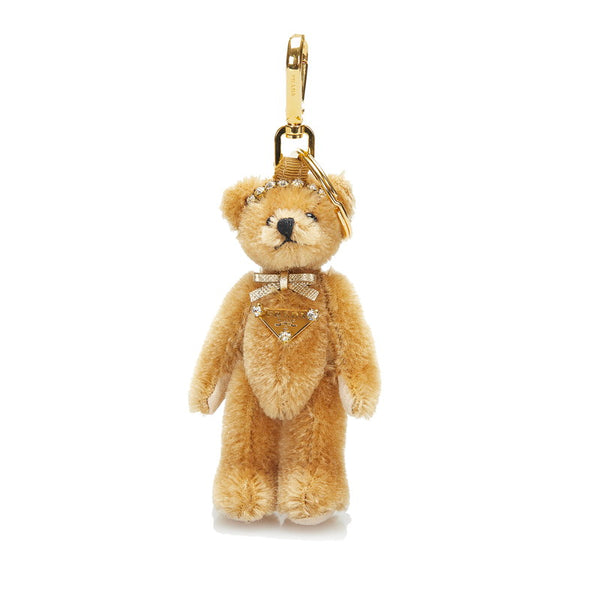 プラダ ベアー クマ 熊 TEDDY テディ  キーホルダー キーリング バッグチャーム 1TO001 ナチュラル ブラウン アクリル ポリエステル レディース PRADA 【中古】